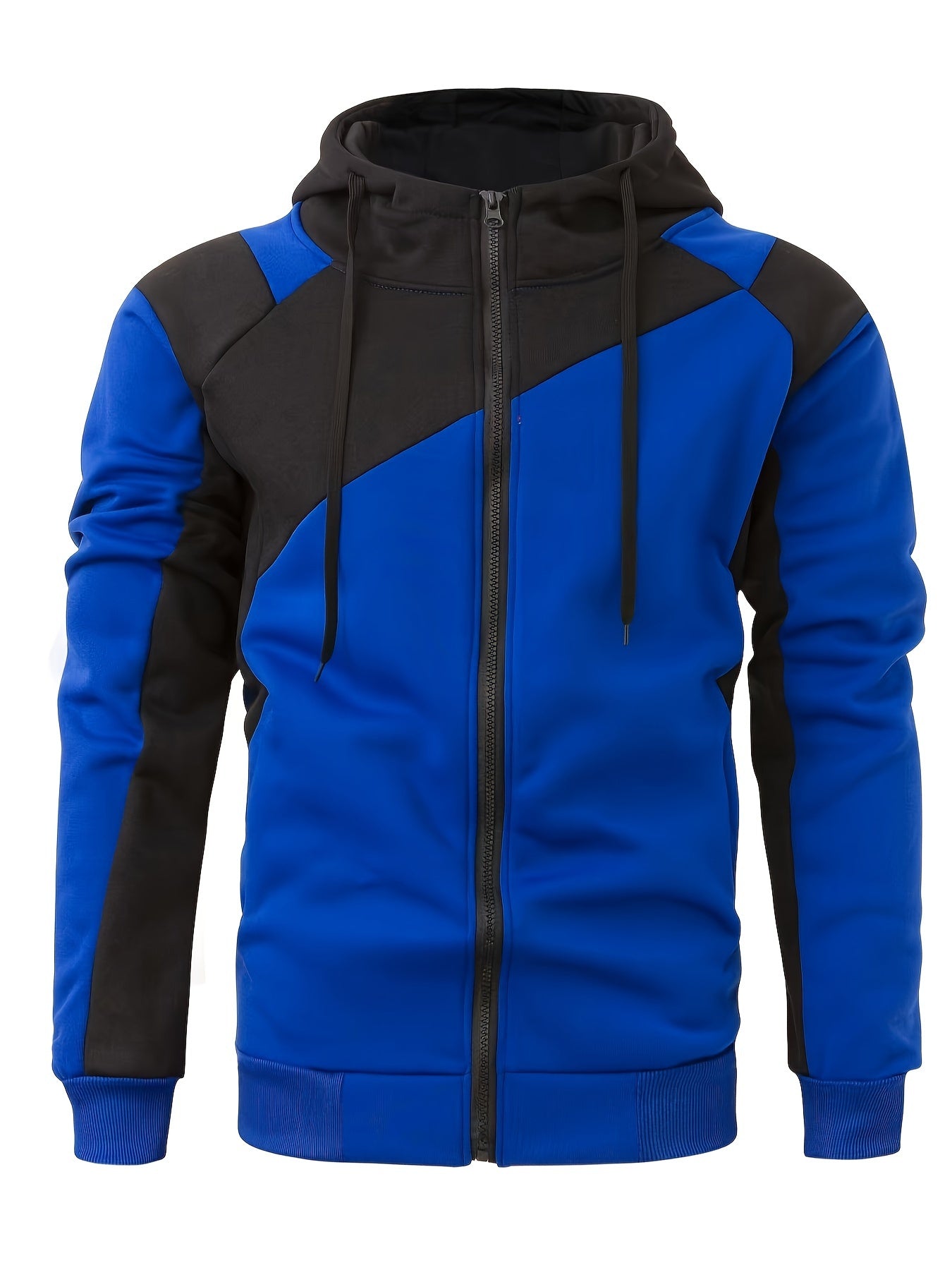 Men's Casual Color Block Zip Up Jacket With Hood - Varsity Style -  Soft Fleece Lining - Perfect for Fall/Winter - Ideal Gift for Teenagers & Young Adults