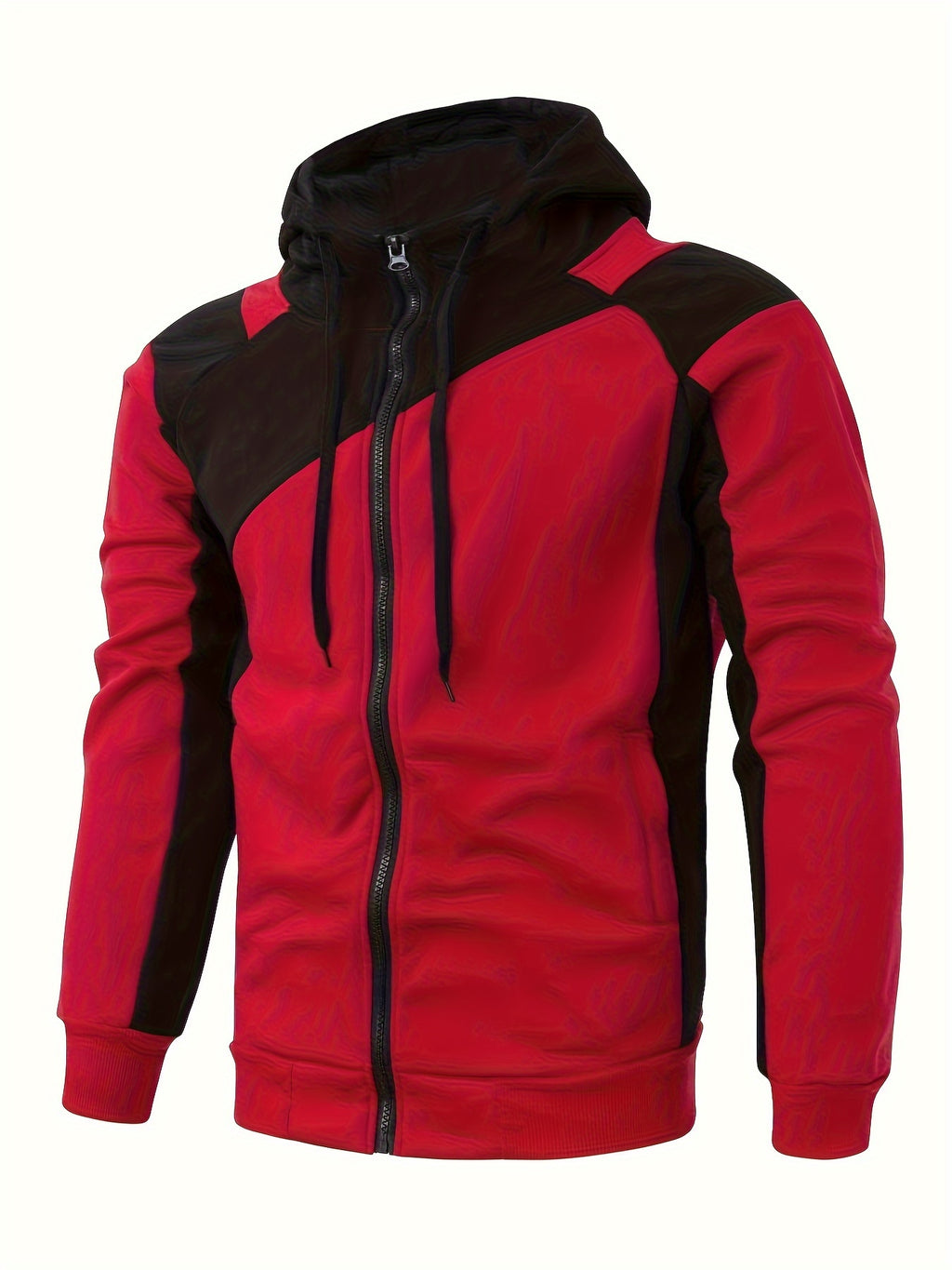 Men's Casual Color Block Zip Up Jacket With Hood - Varsity Style -  Soft Fleece Lining - Perfect for Fall/Winter - Ideal Gift for Teenagers & Young Adults