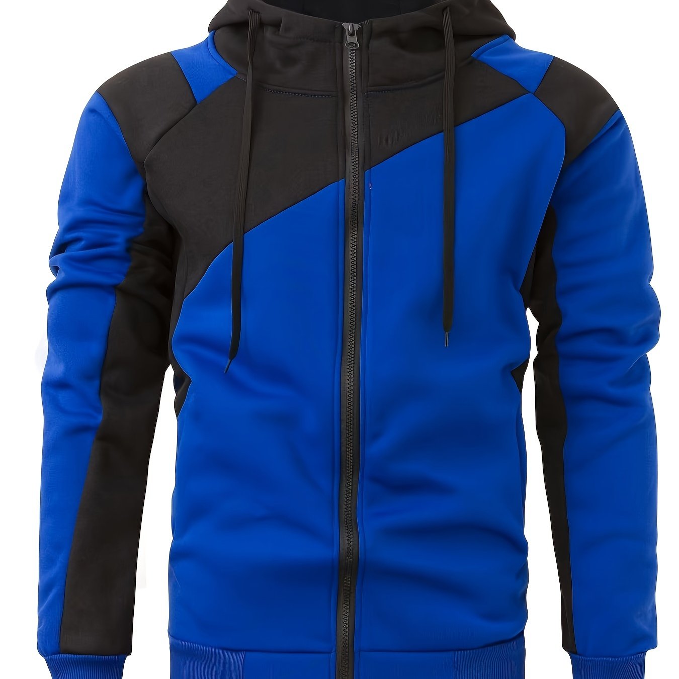 Men's Casual Color Block Zip Up Jacket With Hood - Varsity Style -  Soft Fleece Lining - Perfect for Fall/Winter - Ideal Gift for Teenagers & Young Adults